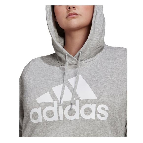 NWT Adidas Plus Size Essential Gray Fleece Logo Hoodie/Sweatshirt Pockets 1X - Picture 4 of 5